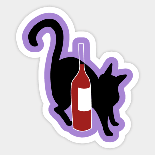 Red Wine & Black Cat Sticker